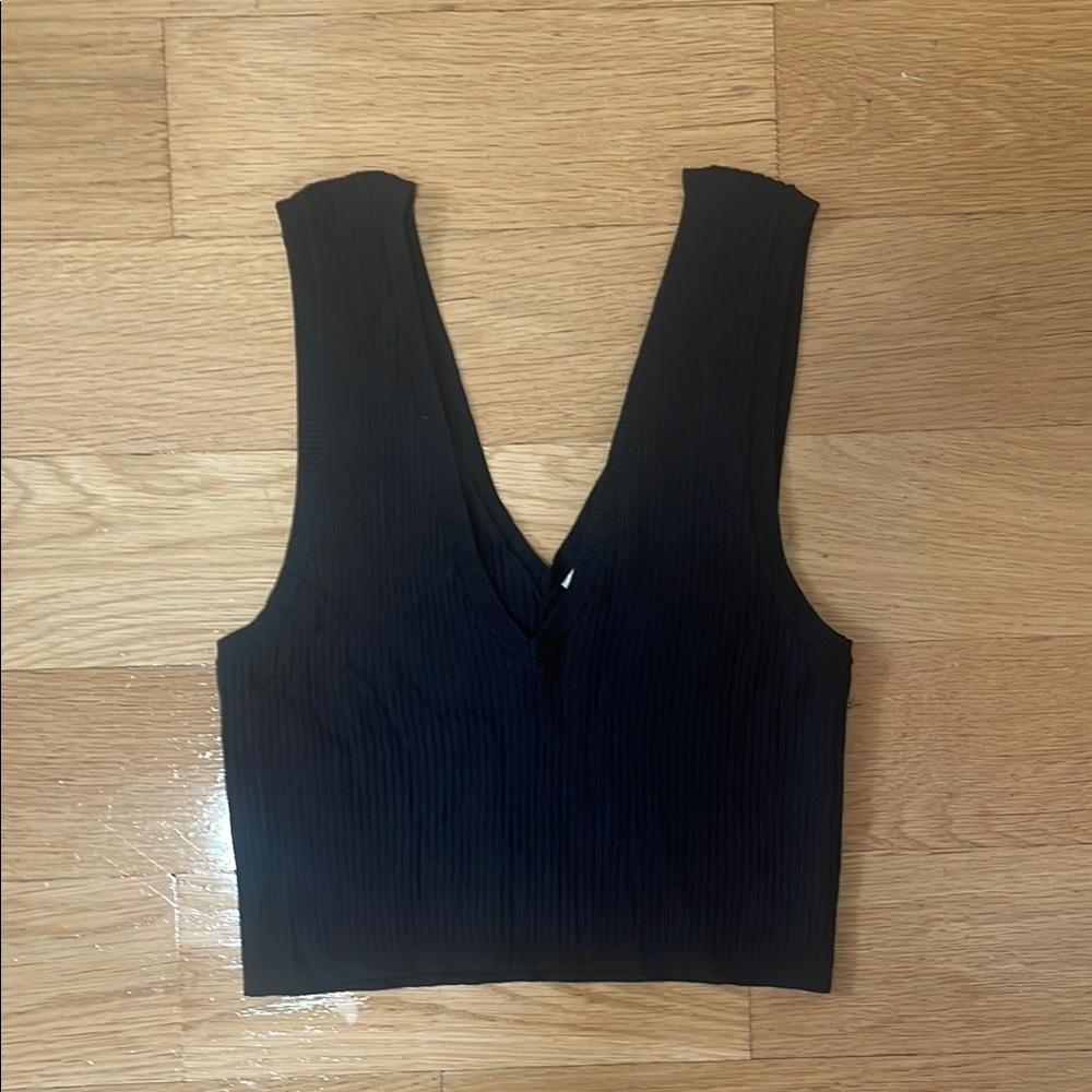 Open Edit Black Sleeveless V-Neck Top